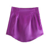 Znbbw Pure Color Simple Silk Satin Sensitive Mini Skirt In Spring