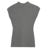 Black Style Round-Neck Knitted Short-Sleeved T-Shirt Women's Summer New Tight And Thin Undercoat