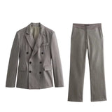 Znbbw Double-Breasted Suit Jacket 2208425 Blended Straight Trousers 2202425 Suit