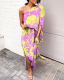 Znbbw Independent Station Sexy And Fashionable Style Oblique Shoulder Single-Sleeved Dress