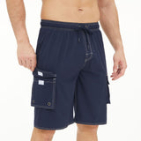Znbbw Pants Solid Color Multi-Pocket Fake Two Double-Layer Overalls Five-Point Fitness Running Leisure Sports Shorts