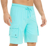 Znbbw Pants Solid Color Multi-Pocket Fake Two Double-Layer Overalls Five-Point Fitness Running Leisure Sports Shorts
