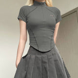 New Women's Wear 2024 Spring / Summer Street Celebrity Ins Spice Girl Locomotive Fengming Line Hit Color T-Shirt