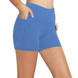 Znbbw Yoga Pants Pocket High Waist Elasticity Pure Color Breathable Exercise Running Training Fitness Shorts