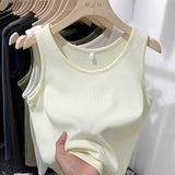 2025 Spring And Summer New Simple Waffle Halter Vest Women's Underwear Loose And Thin Solid Color Blouse