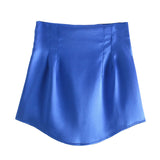 Znbbw Pure Color Simple Silk Satin Sensitive Mini Skirt In Spring