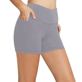 Znbbw Yoga Pants Pocket High Waist Elasticity Pure Color Breathable Exercise Running Training Fitness Shorts