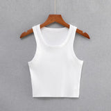 Znbbw New Round Collar Solid Color Sports Short Blouse With A Slimmed Edge, A Small Vest.