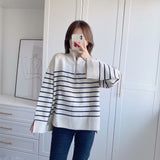 Znbbw New Winter Sweater With Loose Stripes And Casual Sweaters