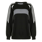 College Style Color Sprouting And Splicing Loose Long-Sleeved Round-Neck Sweater 2025 Autumn New Leisure Sports Jacket