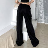 2025 Winter New Products Street High-Waisted, Loose, Thin, Rope-Tied Feet, Sports And Leisure Pants, Long Trousers