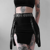 Znbbw Dark Wind Spring's New Double Zipper Bag Hip Fork Goth Design Tight Half Skirt Woman