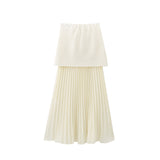 Znbbw New Knitted Vest Knitted Spliced Medium-Length Half Skirt Suit