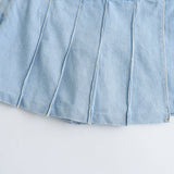 Znbbw New Pleated Fashion Short Denim Skirt 6147102