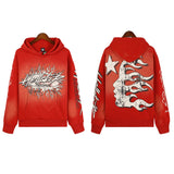 Znbbw Printing Leisure Retro Tide Card Loose Hooded Sweaters For Men And Women