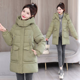 Clothes Female In The Long Style 2024 New Korean Version Loose Large Size Thick Down Cotton-Padded Jacket Foreign Style High-Grade All-Match Cotton-Padded Clothes