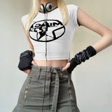 2024 Spring / Summer Women's Fashion Street Trend Hot Girl Star Printed Short-Sleeved Slim T-Shirt
