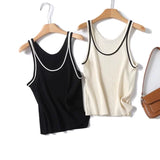 Znbbw Basic Round Collar Sling Sleeveless Knitted T-Shirt In Spring