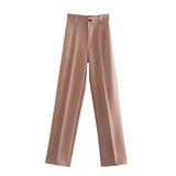 Znbbw New Summer Style Straight Tube High Waist Shows Thin Solid Color Casual Pants 2761048