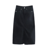 Znbbw New Denim Split Design Medium-Length Skirt 2569999