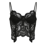 2024 Spring / Summer Sexy New Women's V-Collar Solid Color Wavy Edge Irregularly Forked Lace Vest