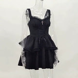 Znbbw Summer 2024 New Style Short Skirt Slim Temperament Pure Black Sling Pure Desire Dress Woman