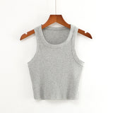 Znbbw New Round Collar Solid Color Sports Short Blouse With A Slimmed Edge, A Small Vest.