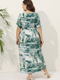 Znbbw Size Women's Dress Bohemian Print New Shirt Skirt Fat MM Dress