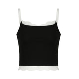 Color Lace Lace Fashion Design Sense With A Small Sling Top Girl 2024 Hot Girls Sexy Knitted Vest