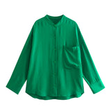 Znbbw Spring Pocket Baggy Shirt Elastic Waist Pant Suit