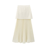 Znbbw New Knitted Vest Knitted Spliced Medium-Length Half Skirt Suit