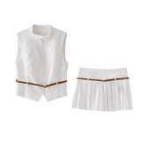 Znbbw Spring Belt Vest 2010816 Wide Pleated Skirt 7385407