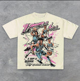 Znbbw New Gothic Funny Street Trend Hip-Hop Printed High Street Casual Men's And Women's Short-Sleeved Round-Necked T-Shirts