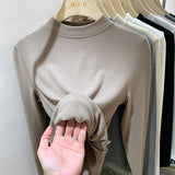 A Threaded Vertical Collar Sweater, A Skin-Friendly, Sanded, Bottomed Shirt, A New Style Of Foreign Style In Autumn And Winter, A Slim And Slim Blouse