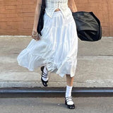 Bohemian Style White Spliced Skirt 2024 Spring And Summer New Thin Loose Style Casual Half-Length Skirt