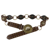 Vintage Metal Buckle Sunflower Small Design Leather Belt 2024 New Fashion Accessories