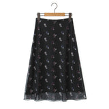 Znbbw And Winter New Lace Printing Net Fashion Full-Length Skirt