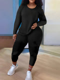 Znbbw Independent Station Large Size Women's Long-Sleeved Trousers Two-Piece Suit In Solid Color