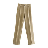 Znbbw New Summer Style Straight Tube High Waist Shows Thin Solid Color Casual Pants 2761048