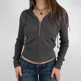 Street Solid Color Rib Hooded Hoodie 2024 Autumn New Zipper Pocket Splicing Jacket