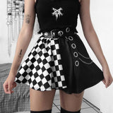 Znbbw Dark Girl Is A Hit Color Thousand Bird Plaid Spliced Skirt 2024 Spring Sexy High Waist Half