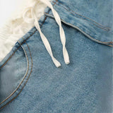 Znbbw New Spring Style Literature And Art Retro Style Tie Slim And Show Thin Spliced Denim Skirt 6688012