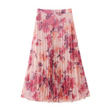 Znbbw Spring Flower Printed Shirt 9878061 100-Pleated Skirt 9878055