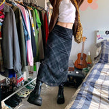 2025Ins Online Celebrity Romantic Holiday Style Double Plaid Long Skirt Shows The Trend Of Slimming