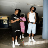 Znbbw Year's New Short-Sleeved Shirt For Men And Women's Trend Card Street Hip-Hop Punk Letter Printed T-Shirt Shorts