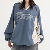 Street Color Casual V-Collar Loose Coat 2024 Spring / Summer Style Rope Design Basic Comfortable T-Shirt Sweater