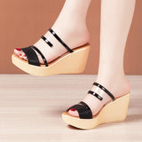 Women With High Heels And Flip-Flops Wear 2025 New Summer Muffins With Thick Soles, Fish Mouths, Fashionable, Big-Size Flip-Flops