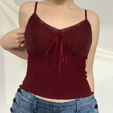 Lace Wearing Rope Strap Bright Red Harbor Style Sling Vest Sexy V-Collar Big Bare Back All-Purpose Jacket New Style In Summer