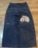 Znbbw Street Jeans Hip-Hop Poker Graphic Printed Loose Jeans Y2K Wide-Legged Pants