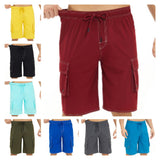 Znbbw Pants Solid Color Multi-Pocket Fake Two Double-Layer Overalls Five-Point Fitness Running Leisure Sports Shorts